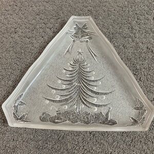 Mikasa Holiday Christmas Tree Frosted Triangle Serving Dish Tray 11.5” x 10.25”